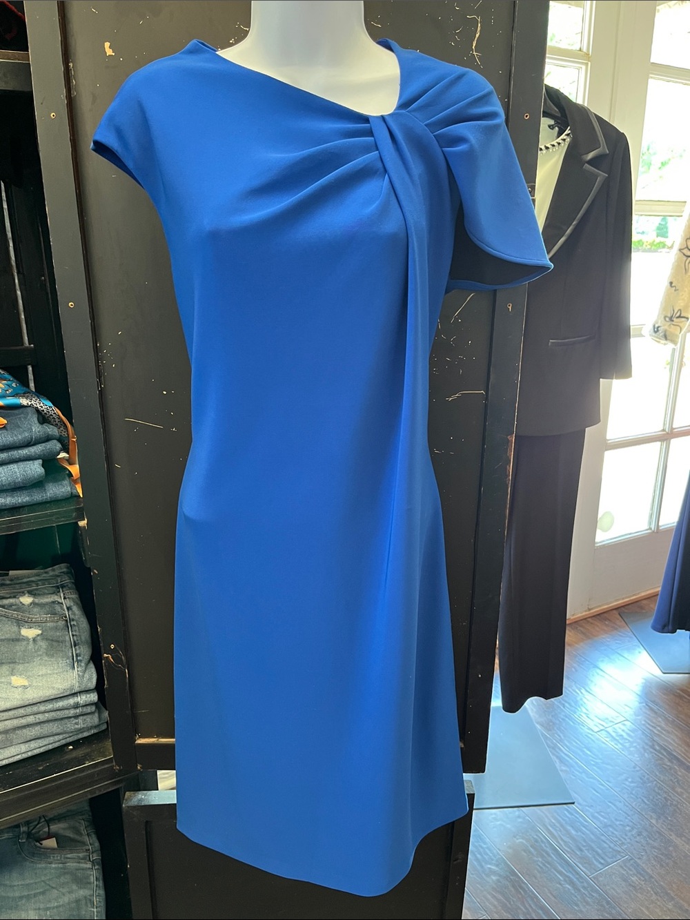 Frank Lyman Design Cobalt Blue Twist-Detail Midi Dress